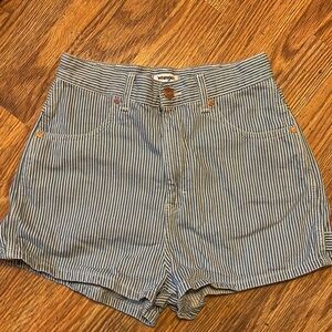 Wrangler Blue and White Jean Shorts with Vintage Pinstripe